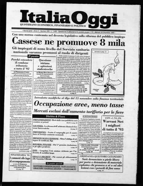 Italia oggi : quotidiano di economia finanza e politica